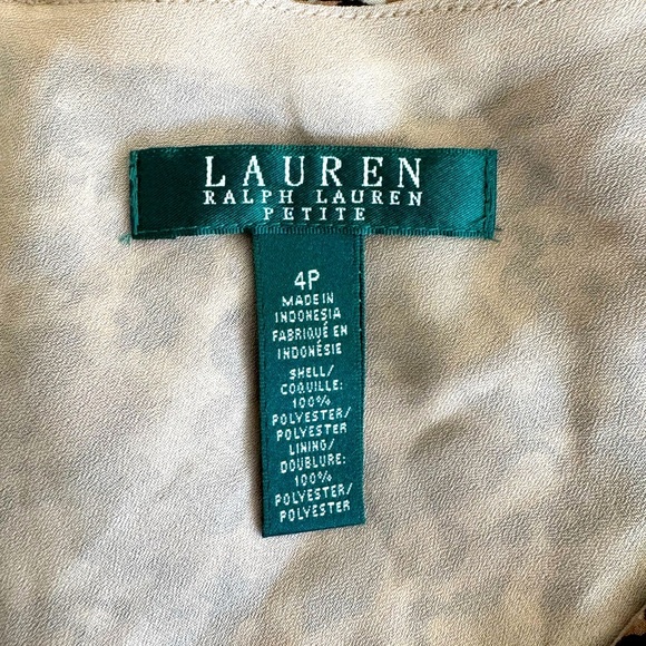 Lauren Ralph Lauren Georgette Animal Print Handkerchief Hem Midi Dress Size 4P - Picture 8 of 10